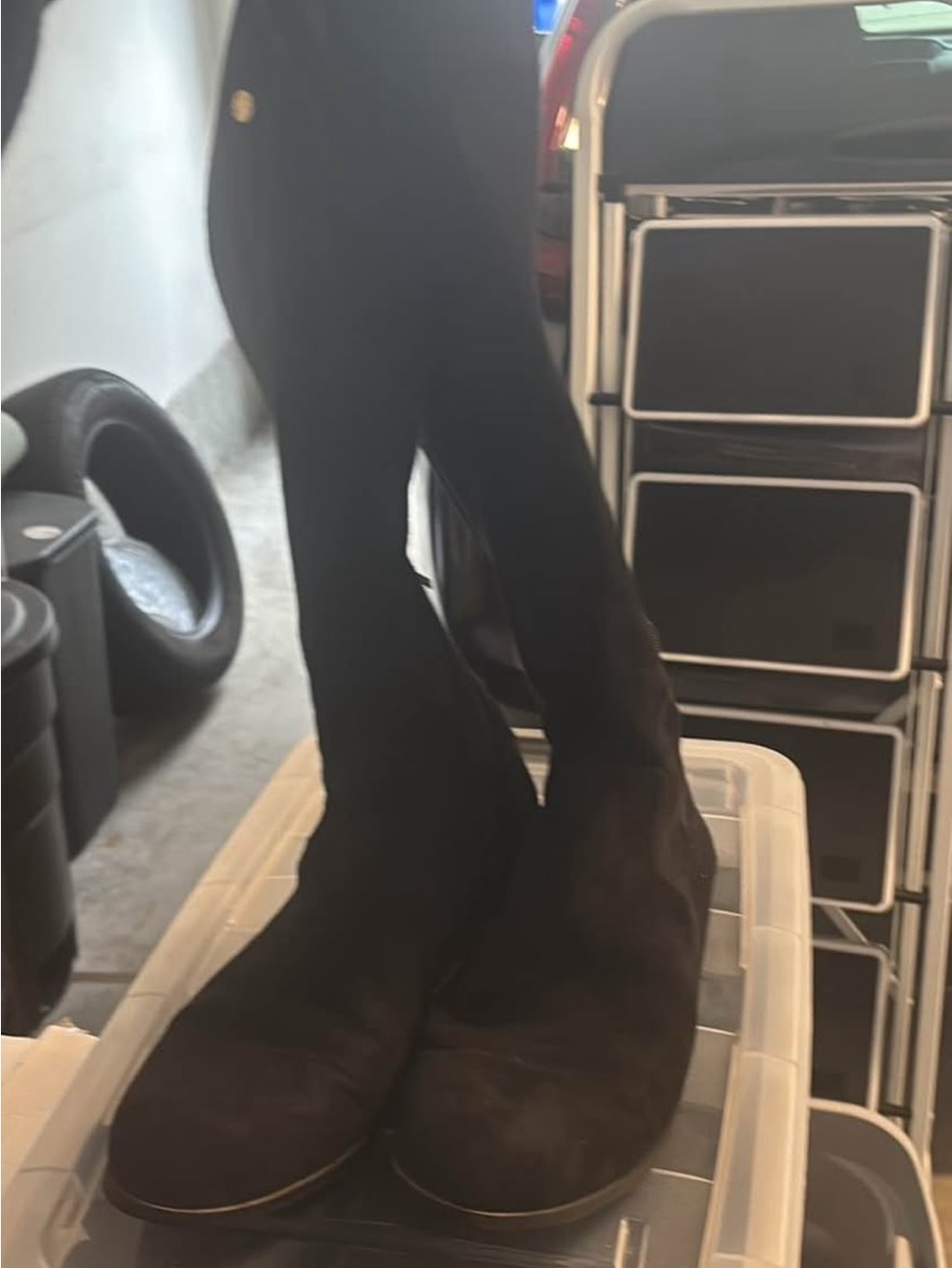 Kenneth Cole Black Over-the-Knee Suede Boots